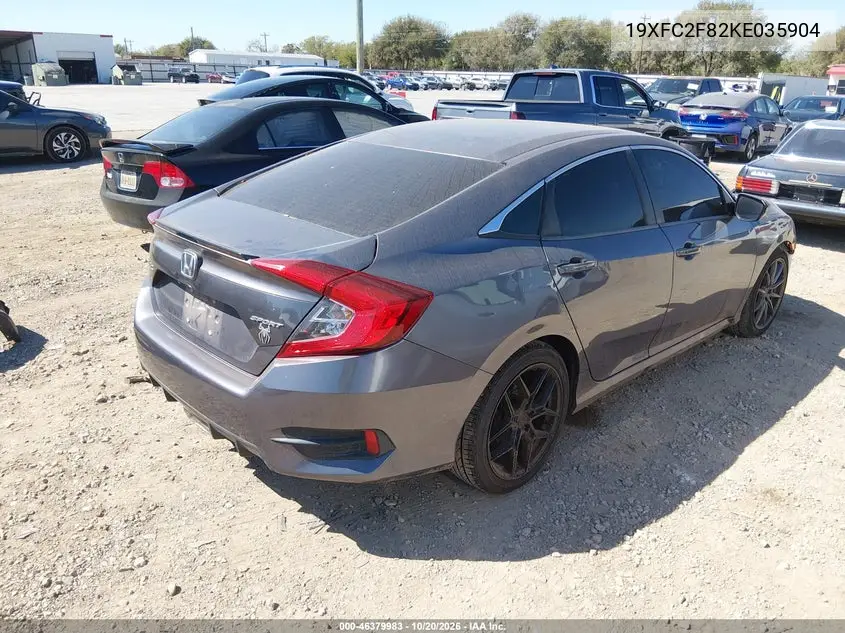 2019 HONDA CIVIC VIN 19XFC2F82KE035904 — фото 4