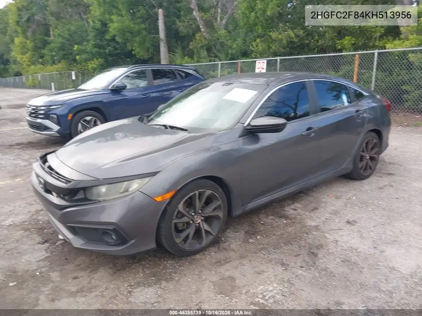 2019 HONDA CIVIC VIN 2HGFC2F84KH513956 — фото 2