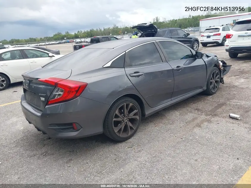 2019 HONDA CIVIC VIN 2HGFC2F84KH513956 — фото 4