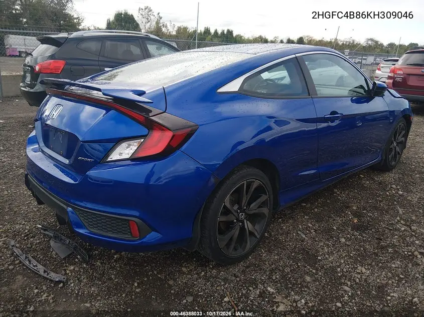 2019 HONDA CIVIC VIN 2HGFC4B86KH309046 — фото 4