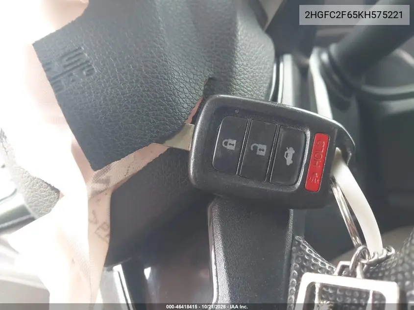 2019 HONDA CIVIC VIN 2HGFC2F65KH575221 — фото 11