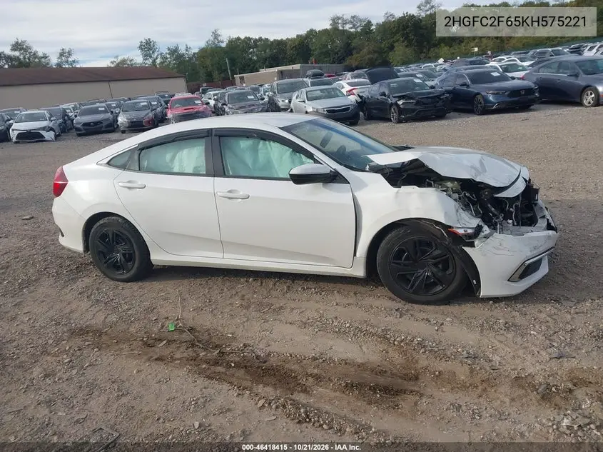2019 HONDA CIVIC VIN 2HGFC2F65KH575221 — фото 13