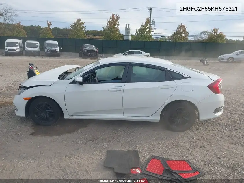 2019 HONDA CIVIC VIN 2HGFC2F65KH575221 — фото 14