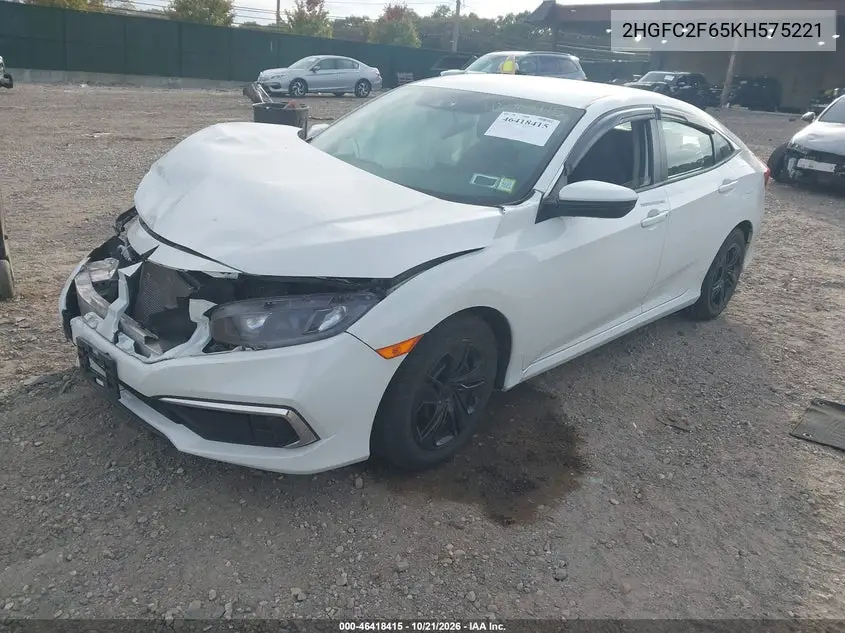 2019 HONDA CIVIC VIN 2HGFC2F65KH575221 — фото 2