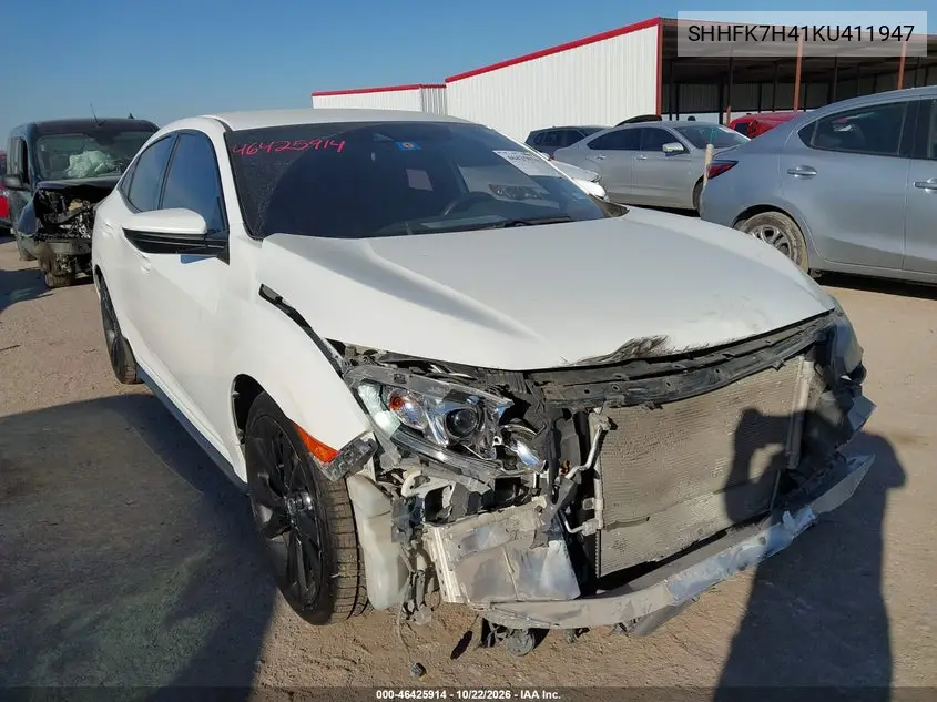 HONDA CIVIC 2019, VIN SHHFK7H41KU411947
