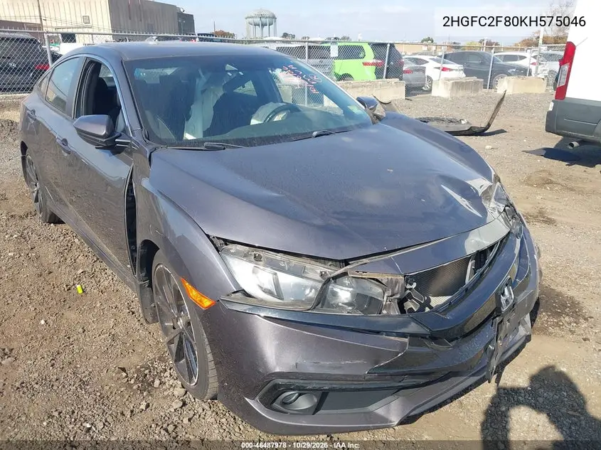 HONDA CIVIC 2019, VIN 2HGFC2F80KH575046