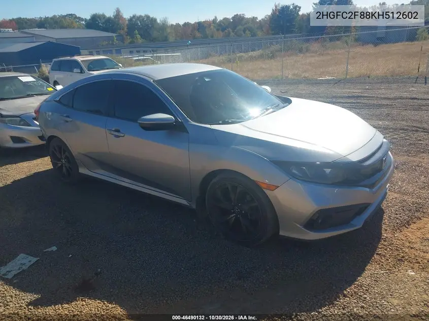 HONDA CIVIC 2019, VIN 2HGFC2F88KH512602