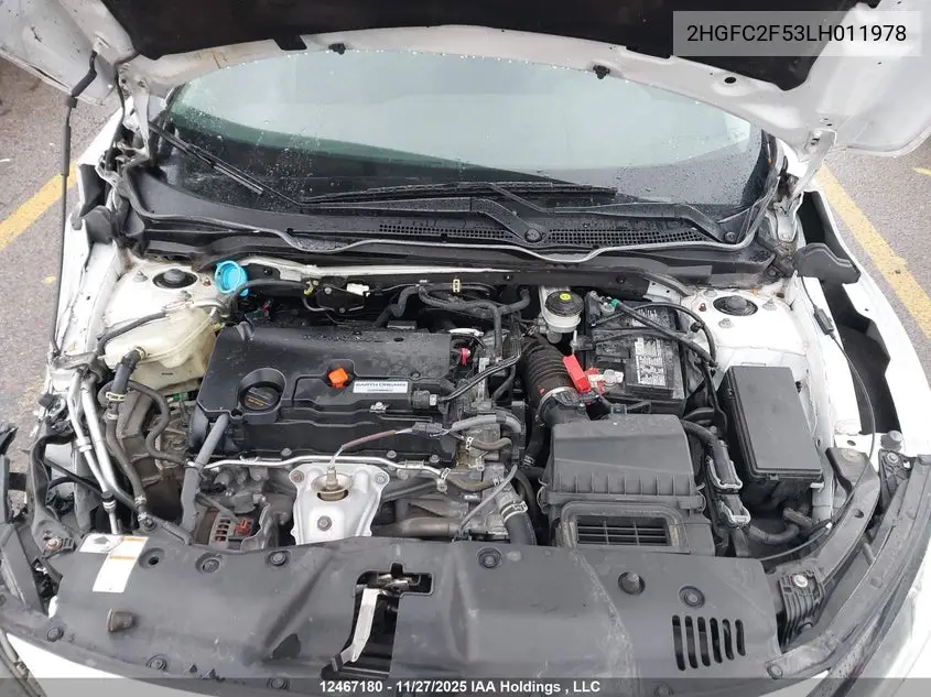 2020 HONDA CIVIC VIN 2HGFC2F53LH011978 — фото 10