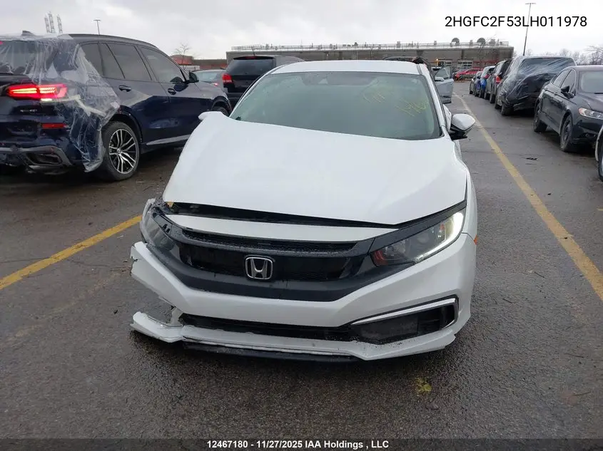 2020 HONDA CIVIC VIN 2HGFC2F53LH011978 — фото 12