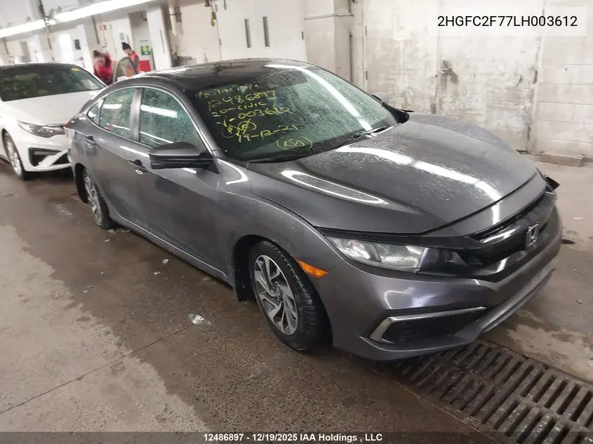 HONDA CIVIC 2020, VIN 2HGFC2F77LH003612