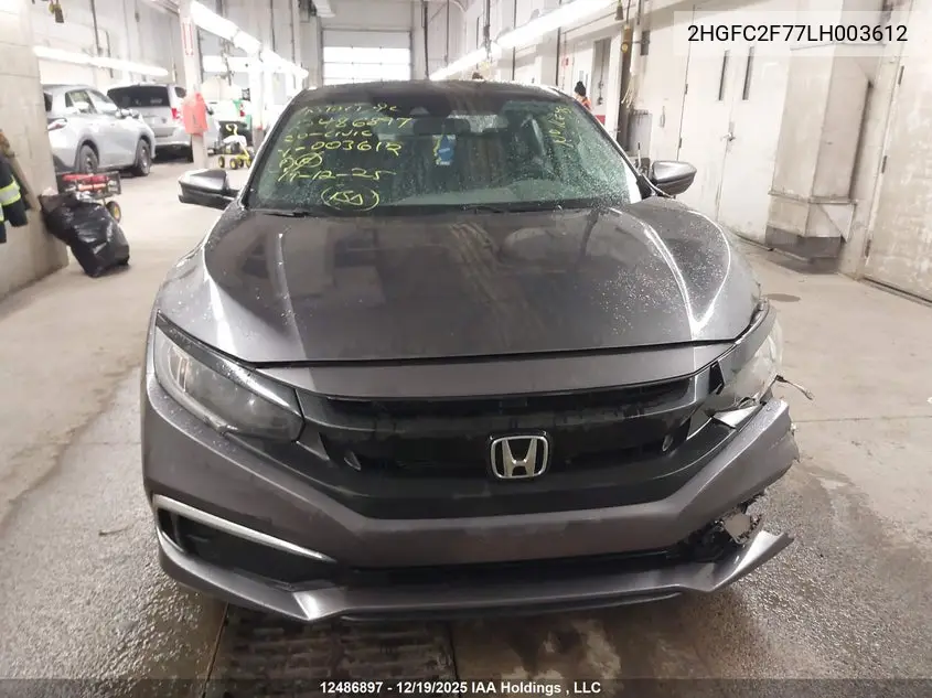 2020 HONDA CIVIC VIN 2HGFC2F77LH003612 — фото 12