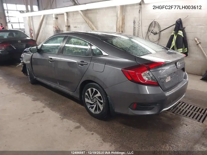 2020 HONDA CIVIC VIN 2HGFC2F77LH003612 — фото 3