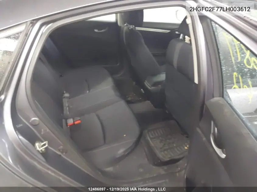 2020 HONDA CIVIC VIN 2HGFC2F77LH003612 — фото 8