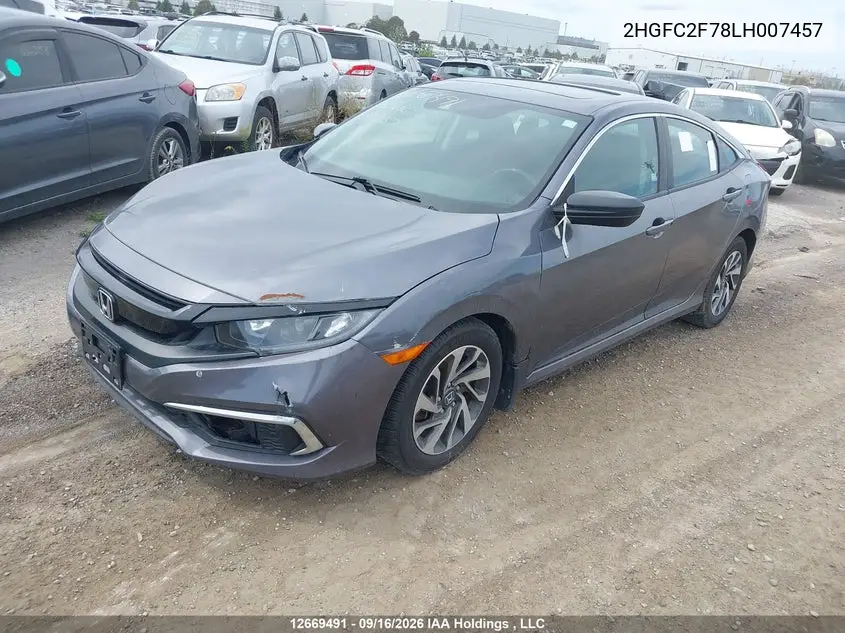 2020 HONDA CIVIC VIN 2HGFC2F78LH007457 — фото 2