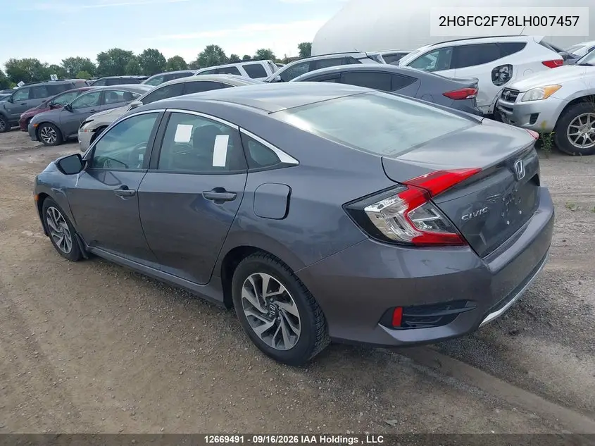 2020 HONDA CIVIC VIN 2HGFC2F78LH007457 — фото 3