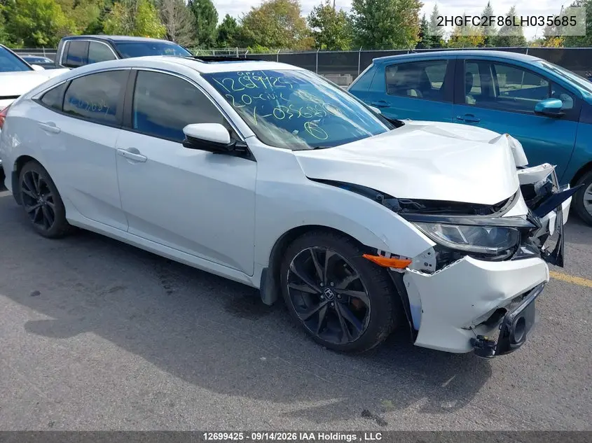 HONDA CIVIC 2020, VIN 2HGFC2F86LH035685