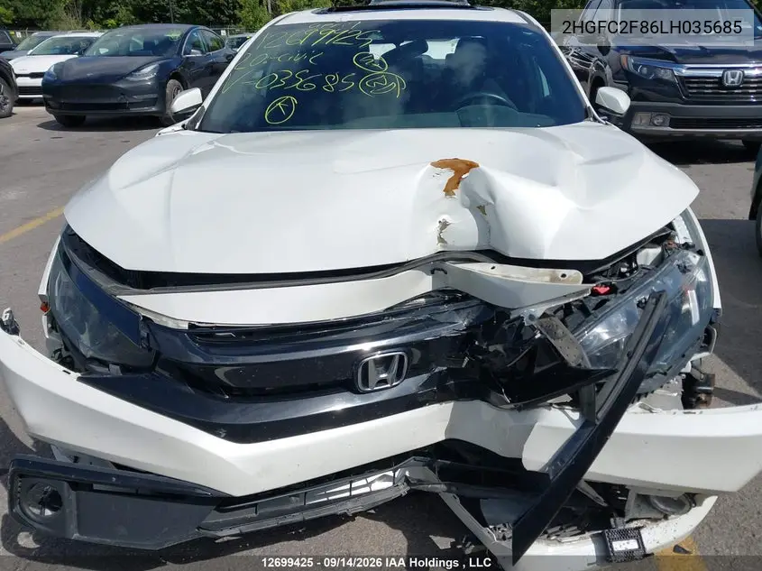2020 HONDA CIVIC VIN 2HGFC2F86LH035685 — фото 12