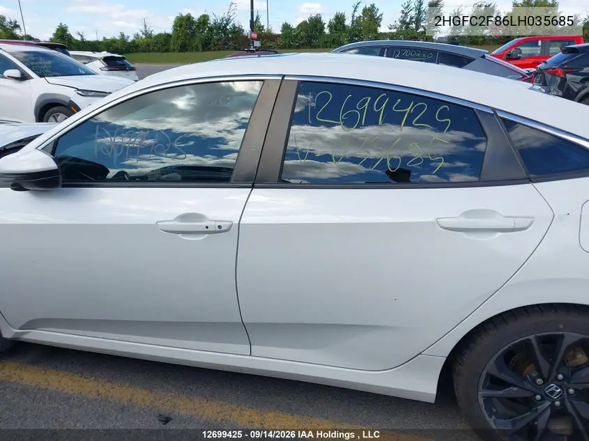 2020 HONDA CIVIC VIN 2HGFC2F86LH035685 — фото 14