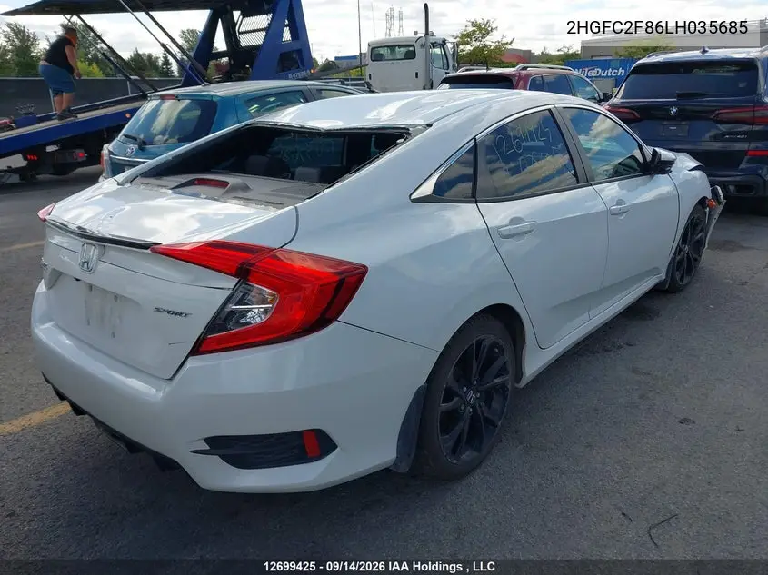 2020 HONDA CIVIC VIN 2HGFC2F86LH035685 — фото 4