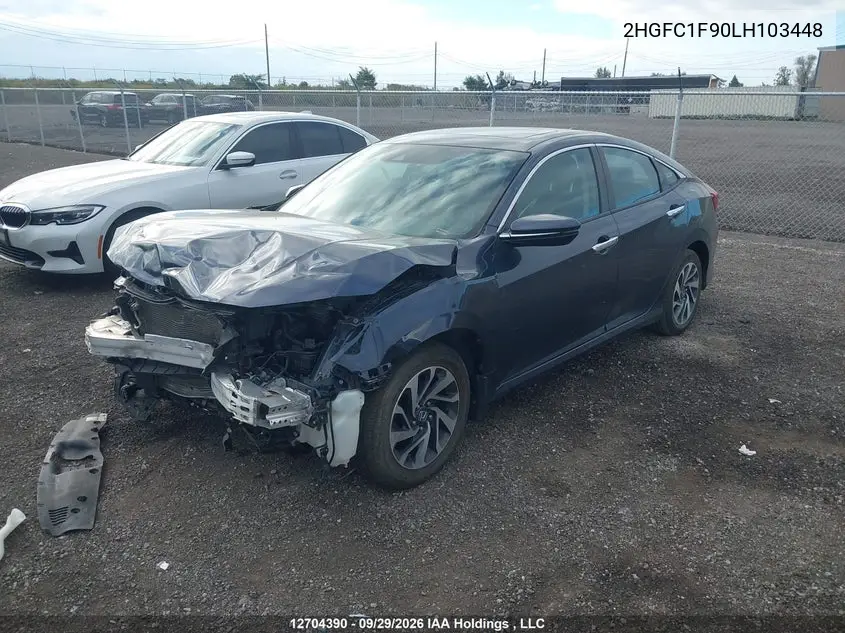 2020 HONDA CIVIC VIN 2HGFC1F90LH103448 — фото 2