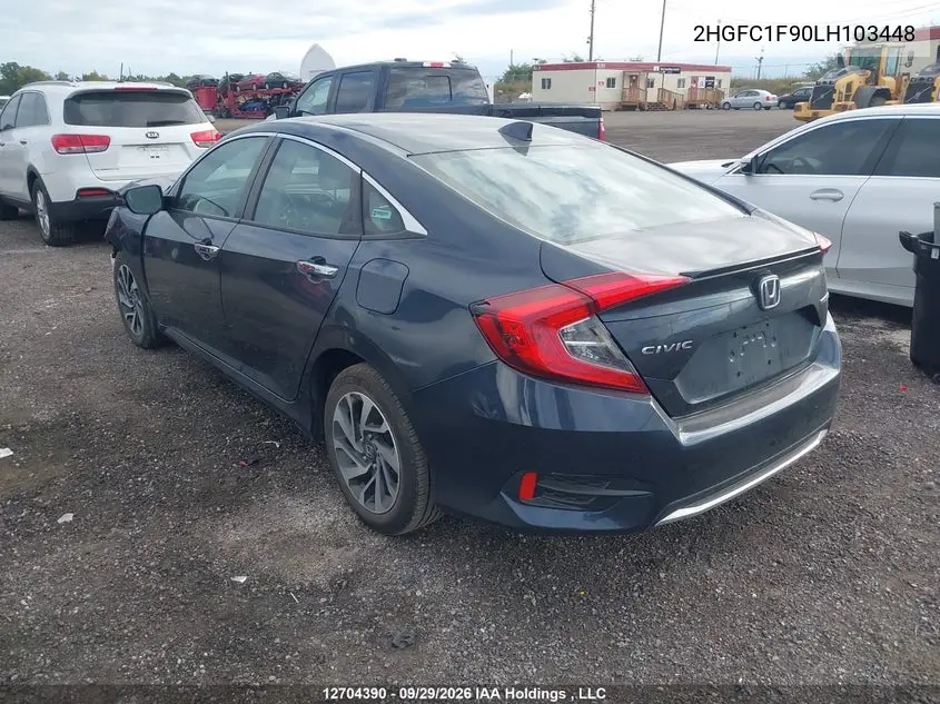 2020 HONDA CIVIC VIN 2HGFC1F90LH103448 — фото 3