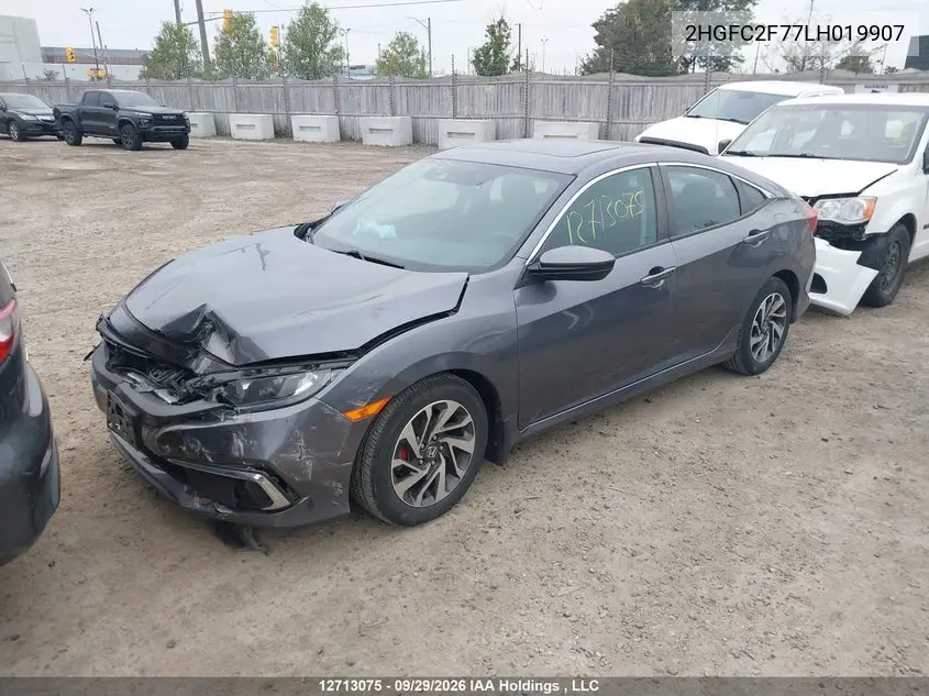 2020 HONDA CIVIC VIN 2HGFC2F77LH019907 — фото 2