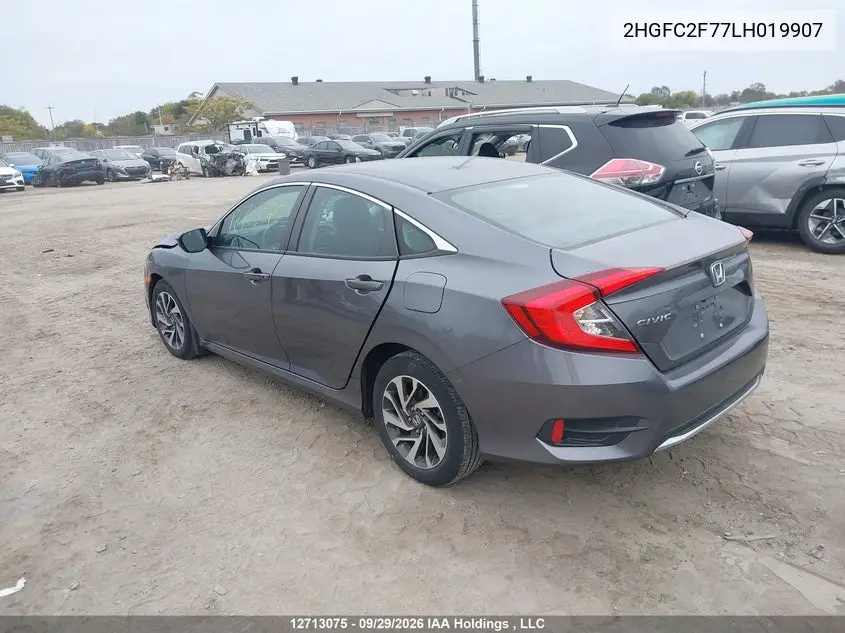 2020 HONDA CIVIC VIN 2HGFC2F77LH019907 — фото 3