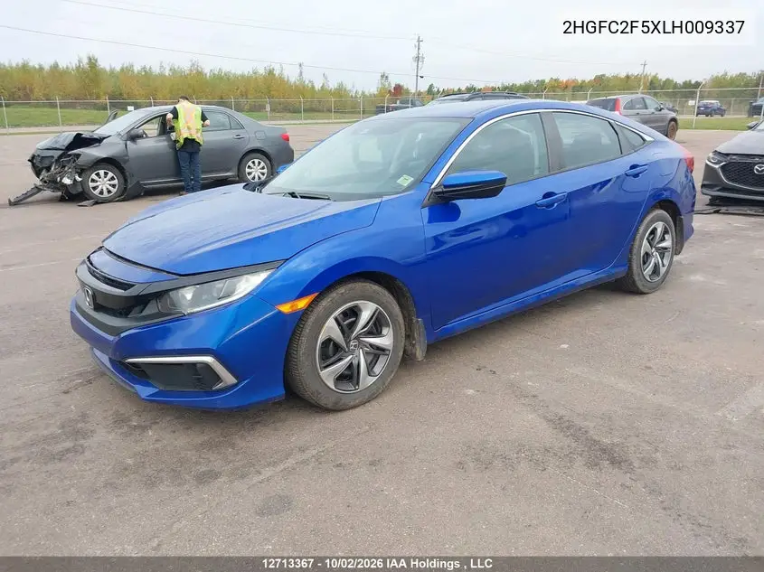 2020 HONDA CIVIC VIN 2HGFC2F5XLH009337 — фото 2