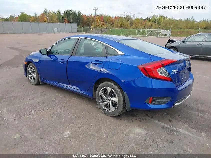 2020 HONDA CIVIC VIN 2HGFC2F5XLH009337 — фото 3