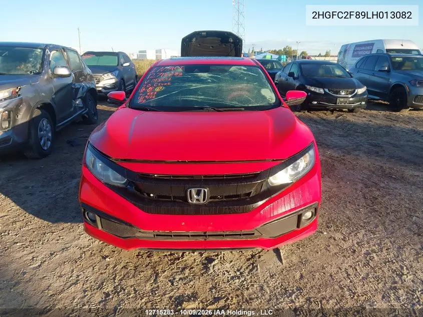 2020 HONDA CIVIC VIN 2HGFC2F89LH013082 — фото 12