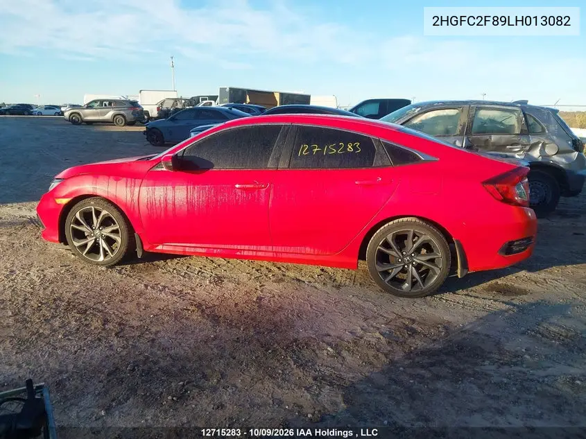 2020 HONDA CIVIC VIN 2HGFC2F89LH013082 — фото 14