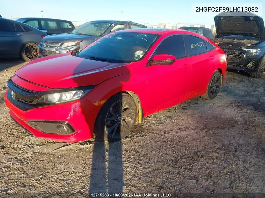 2020 HONDA CIVIC VIN 2HGFC2F89LH013082 — фото 2