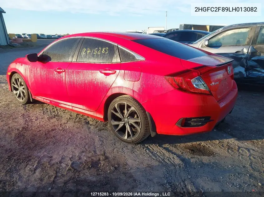2020 HONDA CIVIC VIN 2HGFC2F89LH013082 — фото 3