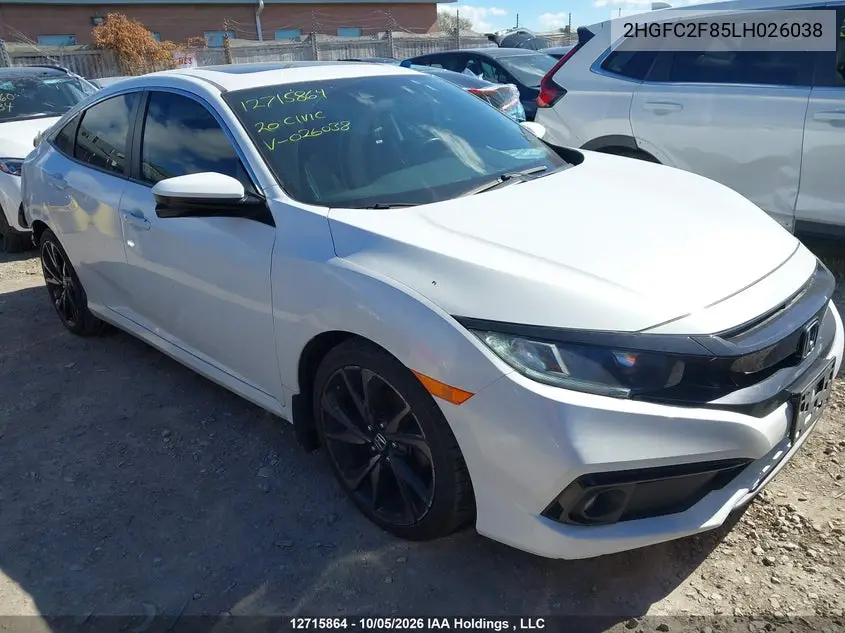 HONDA CIVIC 2020, VIN 2HGFC2F85LH026038