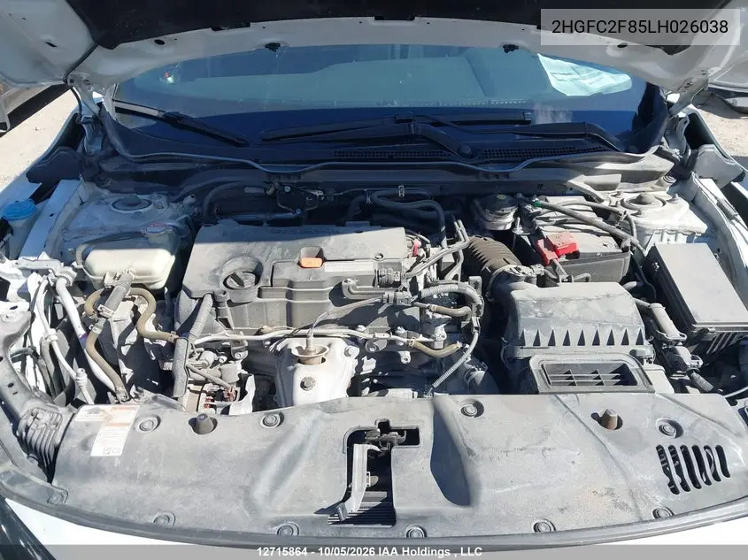 2020 HONDA CIVIC VIN 2HGFC2F85LH026038 — фото 10