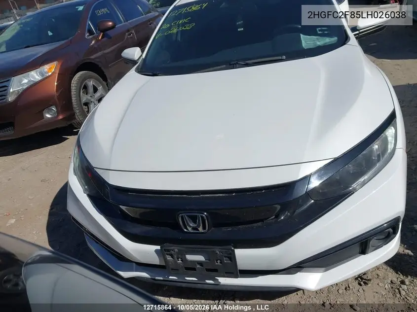 2020 HONDA CIVIC VIN 2HGFC2F85LH026038 — фото 12