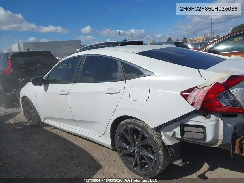 2020 HONDA CIVIC VIN 2HGFC2F85LH026038 — фото 14