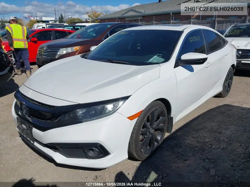 2020 HONDA CIVIC VIN 2HGFC2F85LH026038 — фото 2