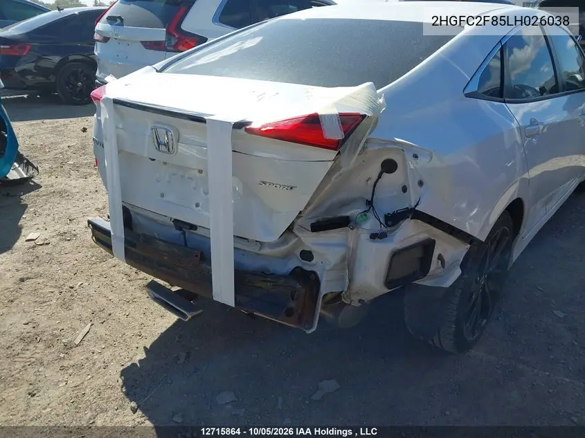 2020 HONDA CIVIC VIN 2HGFC2F85LH026038 — фото 6