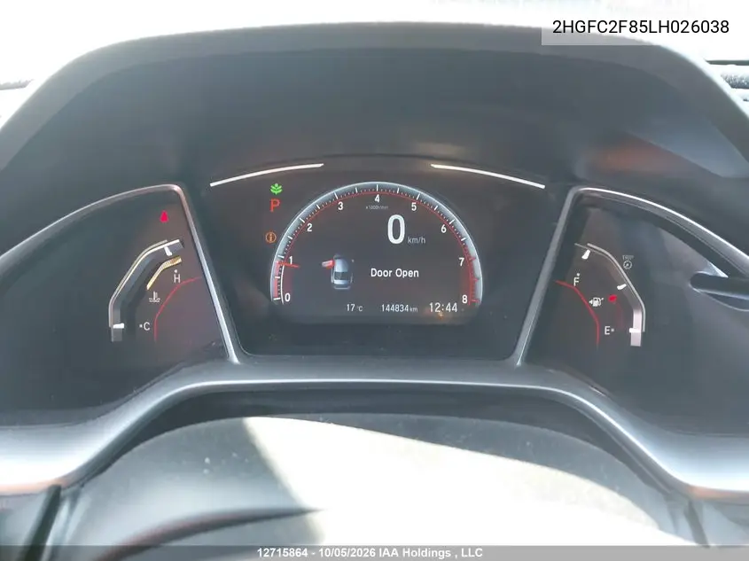 2020 HONDA CIVIC VIN 2HGFC2F85LH026038 — фото 7