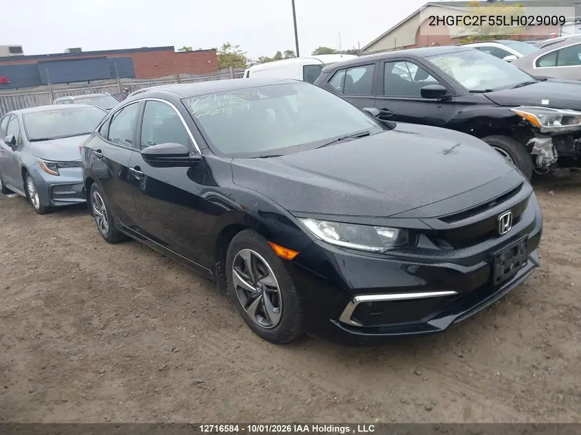 HONDA CIVIC 2020, VIN 2HGFC2F55LH029009