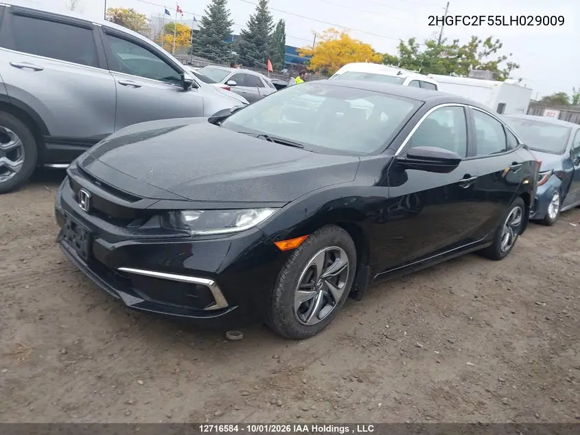 2020 HONDA CIVIC VIN 2HGFC2F55LH029009 — фото 2