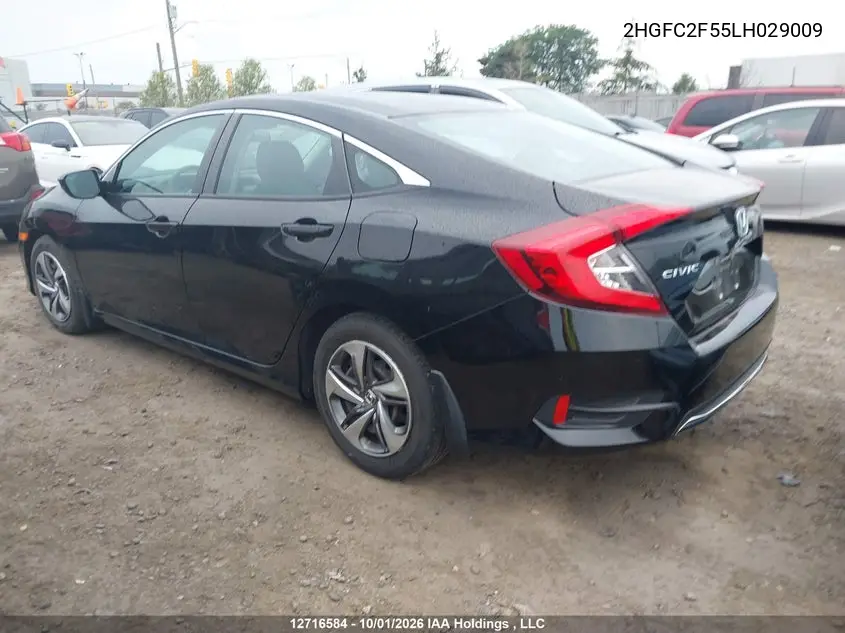 2020 HONDA CIVIC VIN 2HGFC2F55LH029009 — фото 3