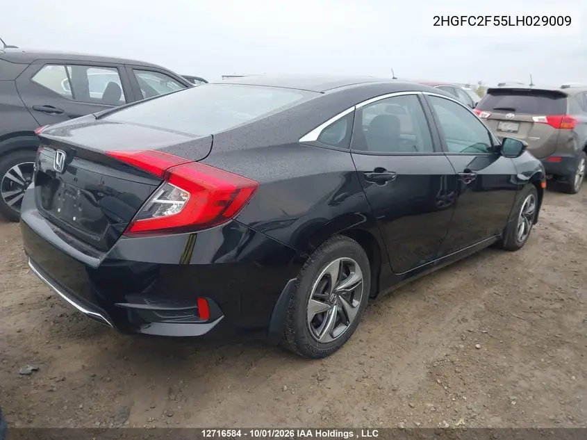 2020 HONDA CIVIC VIN 2HGFC2F55LH029009 — фото 4