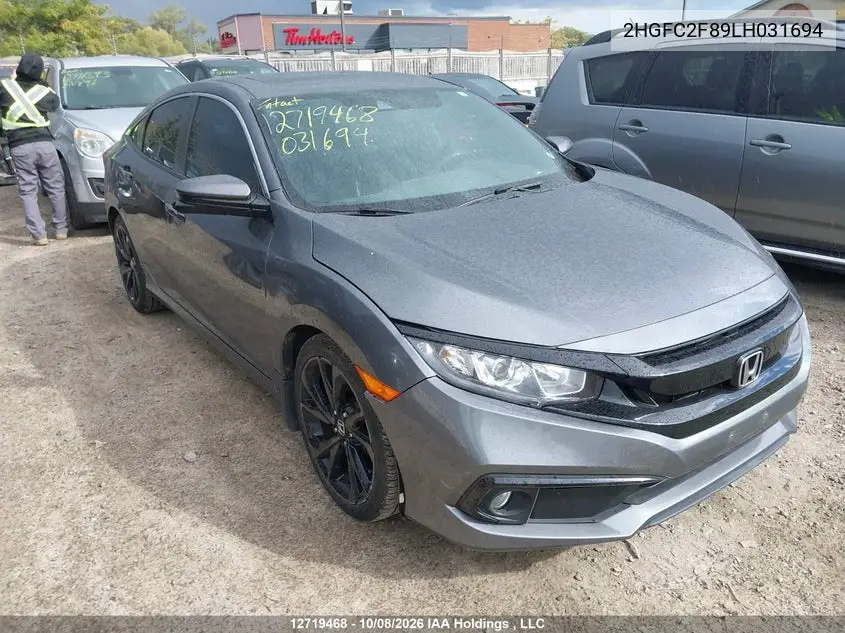 HONDA CIVIC 2020, VIN 2HGFC2F89LH031694