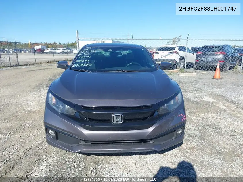 2020 HONDA CIVIC VIN 2HGFC2F88LH001747 — фото 13