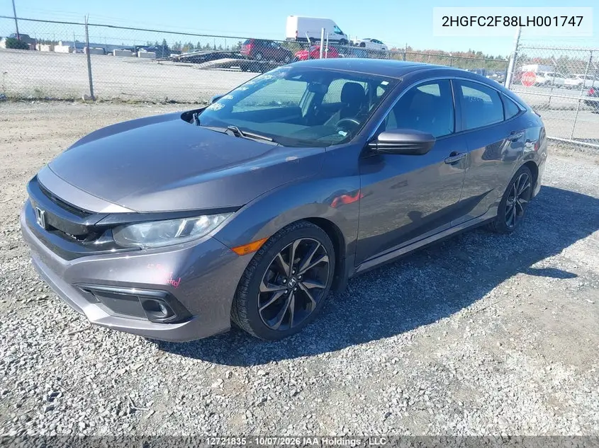 2020 HONDA CIVIC VIN 2HGFC2F88LH001747 — фото 2
