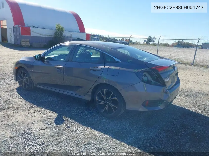 2020 HONDA CIVIC VIN 2HGFC2F88LH001747 — фото 3