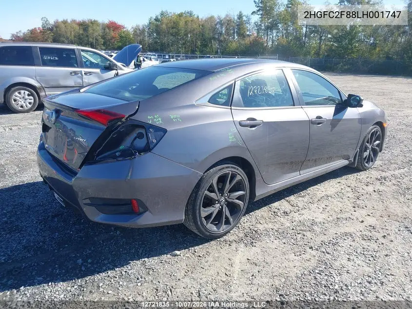 2020 HONDA CIVIC VIN 2HGFC2F88LH001747 — фото 4