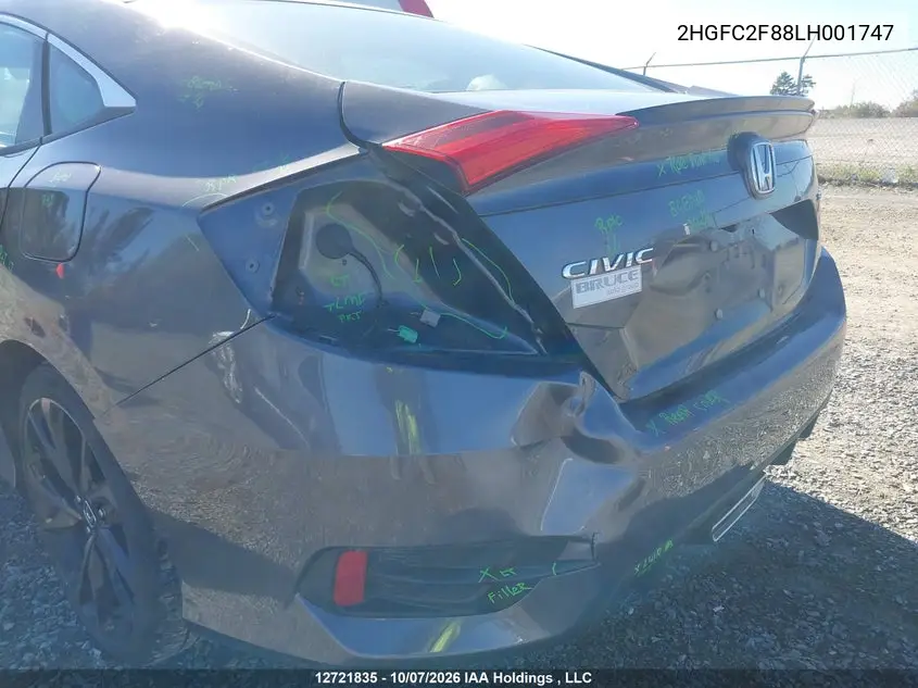 2020 HONDA CIVIC VIN 2HGFC2F88LH001747 — фото 6